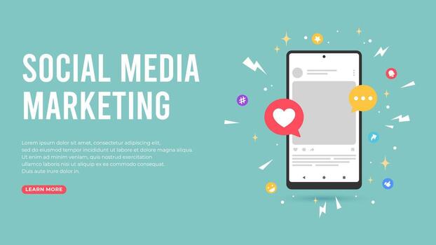 social media marketing concept with love and chat notification icon vector